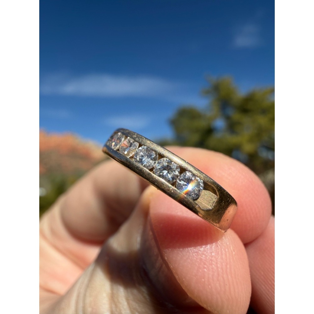 Vintage 14k Solid Gold Natural Channel Set Eternity Band Ring - 3.20g Size 6 - Picture 1 of 9